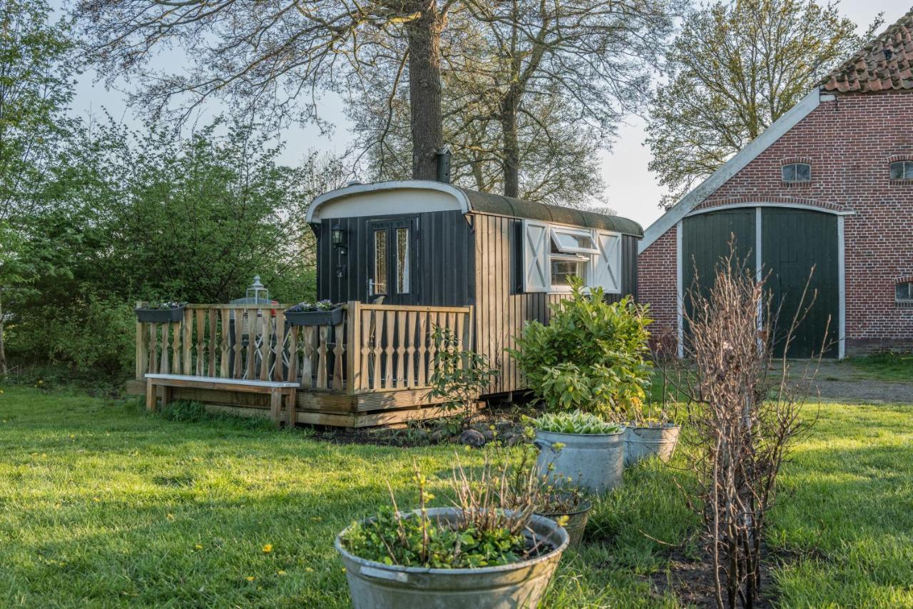 Pipowagen Lidewei Groningen Westerwolde Unieke Ligging Met Eigen Tuin En Vrij Uitzicht Over Veld Naar Natuurgebied Onstwedde Exteriér fotografie