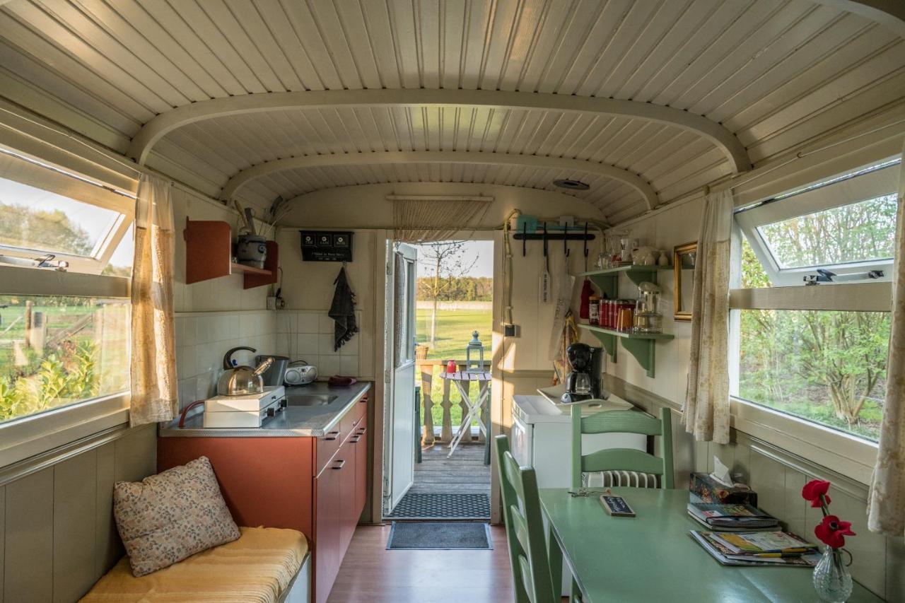 Pipowagen Lidewei Groningen Westerwolde Unieke Ligging Met Eigen Tuin En Vrij Uitzicht Over Veld Naar Natuurgebied Onstwedde Exteriér fotografie